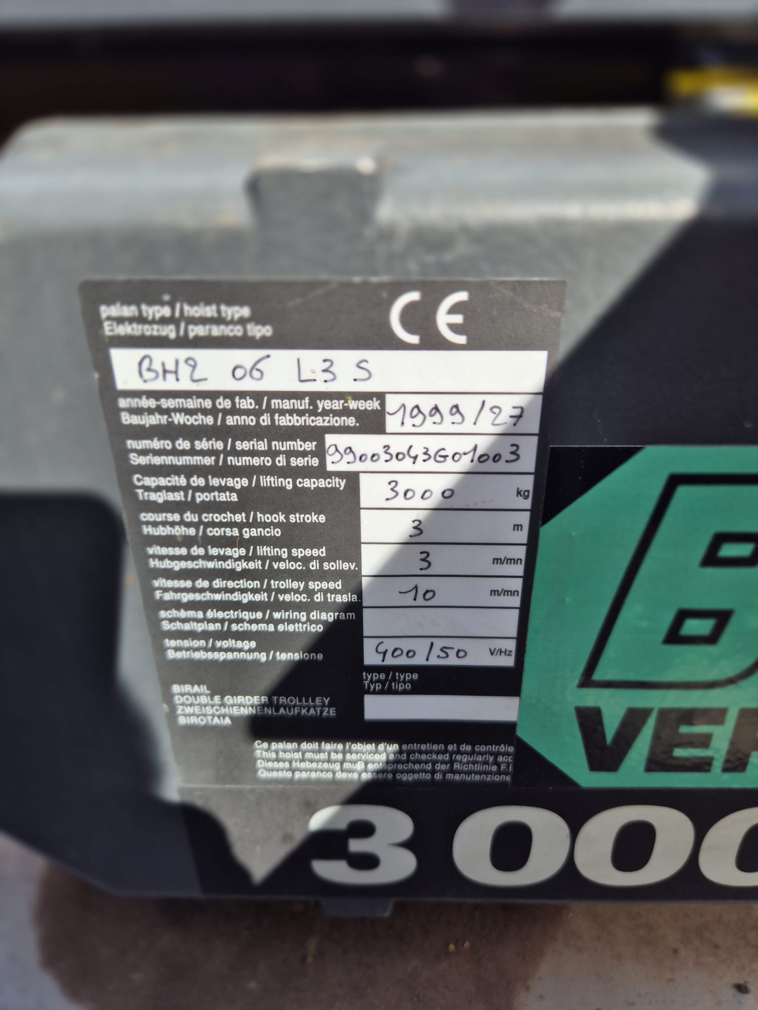 3x industriële bovenloopkraan / kraanbrug 3.000 kg – verlinde eurolift